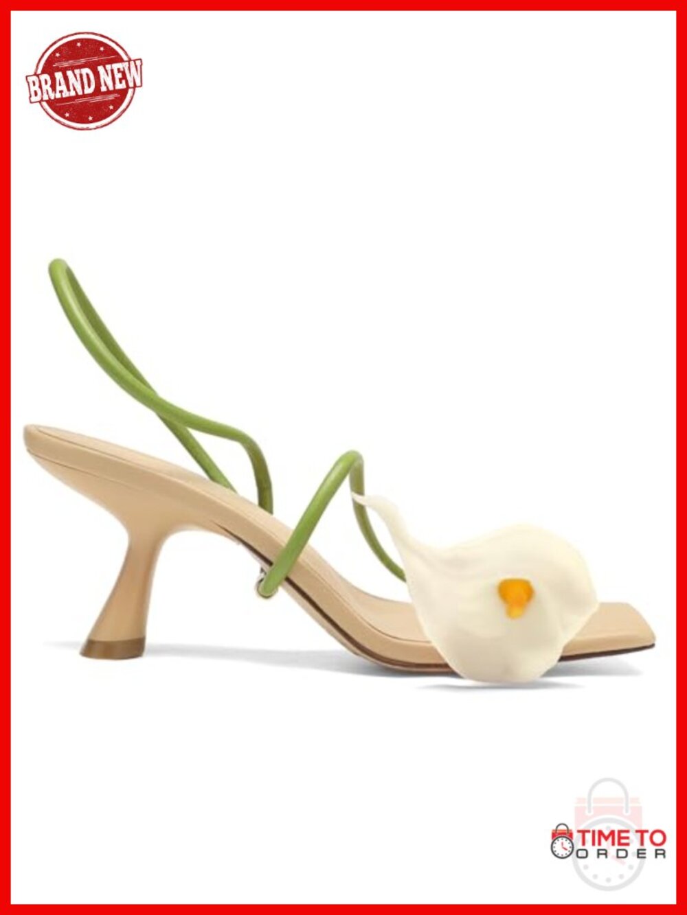 Flower Kitten Heels Women Calla Lily Low Kitty Heels Strappy Sandals
